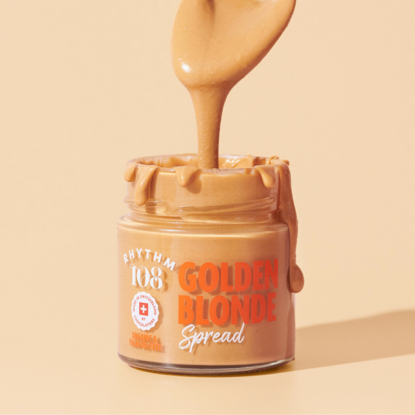golden blonde spread palm oil free, vegan and gluten free, perfect for spreading on toast, crepes, muesli, porridge, a must spread for your breakfast